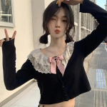 Patchwork Pits Magus Kawaii S&auml;rk Naiste v&ouml;&ouml;ris&otilde;lm Jaapani stiilis Lolita pluus Naiste Korea moe pikkade varrukatega riided 2023 Uus S must