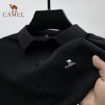 Tipptasemel tikitud CAMEL Ice Silk elastne polos&auml;rk Uus suvine T-s&auml;rk Moodne hingav &auml;ri l&uuml;hikeste varrukatega luksuslik top L must