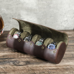 KONTAKTID PERE Ehtsast nahast meeste kella&uuml;mbris Luksuslik disainer 1/2/3/4 pesaga munakujuline kellakarp Naiste k&auml;ekellad reisikellakotid 4 Slot