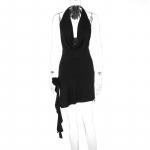 Elegantne seljata seksikas klubikleit naistele, moodne &otilde;&otilde;tsuv kaelus, paeltega &uuml;lespandav lilleline l&uuml;hike kleit, naiselik k&otilde;rge v&ouml;&ouml;kohaga vabaaja peokleidid 24148 S roosa