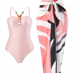 Uus seksikas Push Up &uuml;hes t&uuml;kis naiste ujumisriided, retroprinteriga biquini seelik, Cover Up Monokini Brasiilia ujumis&uuml;likonna kleit S roosa