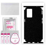 apgo kaitsev nahakleebis tagak&uuml;ljele ja k&uuml;lgedele, mis &uuml;hildub Oppo K9 5G-ga, t&auml;iskile, foolium, vin&uuml;&uuml;l &ndash; mustriga mattmust