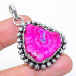 Natural Pink Solar Quartz Gemstone 925 Sterling Silver Pendant 1.81 k5a31
