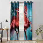 Kaunid hobuste maalimise aknakardinad elutuppa Luksuslik magamistoa sisekujundus eesriided k&ouml;&ouml;giakende hooldused kardinad 135W x 60H(cm) x1
