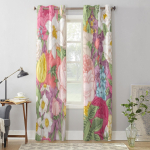 Roosid Tulpide Vintaažmustriga Aknakardin Elutoa Magamistoa Kaunistuseks Kardinad Luksuslik K&ouml;&ouml;gi Valance Kardinad 135W x 60H(cm) x1 gray