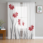 Noorte magamistuba L&auml;bipaistvad kardinad Retro puidust teralised punased moonid K&ouml;&ouml;k T&ouml;&ouml;kardinad Elutoa Sisustus T&uuml;llkardinad 135W x 114H(cm)