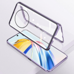 360&deg; magnetiline kahepoolne kaitsekate seadmele Honor Magic6 Lite Magic 6 6Lite X9b 5G &uuml;mbris eesmine tagaklaasist metallraami &uuml;mbris For Magic6 Lite lilla