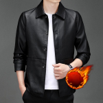 Meeste pl&uuml;&uuml;sist nahkjakk, Slim Fit, Uus Korea stiilis trendikas ja kena jakk, Vabaaja rev&auml;&auml;r, Keskealise isa jakk 5XL