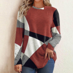 Naiste &otilde;huke, geomeetrilise kontrastsusega prantsuse ka&scaron;miirist pikkade varrukatega mustriga dressipluus S lilla