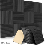 24 tk t&auml;iendatud 12 x12 x1 isekleepuvad akustilised vahtplaadid Stuudioheli vahtpaneel seinapadi ruumi helikindel hooldus 24Pcs Black Panels