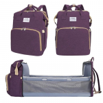 Kaasaskantav kokkupandav beebivoodi emakott Multifunktsionaalne voodi, suure mahutavusega ema- ja beebikoti seljakott lilla