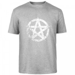 Retro Loov Pentagrammi Prindiga Suvine K&otilde;rgekvaliteediline Meeste 100% Puuvillane Hingav T-s&auml;rk Street Vabaaja Mood Meeste Streetwear S must