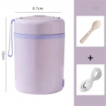 Hommikus&ouml;&ouml;gitass roostevabast terasest pistik&uuml;hendusega USB-isolatsiooniga supitass Pudrutops &otilde;ues kantav kaasaskantav veetass, soojendusega isoleeritud l&otilde;unakarp lilla