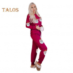 2 tk/komplekt naiste s&uuml;gistalvine komplekt j&otilde;ulupuu lumememm j&otilde;uluvana prindiga litrid O kaela pikkade varrukatega elastne v&ouml;&ouml;p&uuml;kste komplekt uusaasta p&uuml;hade pidu S veinipunane v&auml;rv