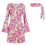 1 komplekt Naiste kleit Peapaela komplekt Retro litritega kelluke varrukatega, avara kehaehitusega tr&uuml;kitud Halloween Cosplay hipi-disko tantsupeo &otilde;htukleit XXL