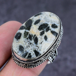 Black Seraphinite Gemstone Handmade 925 Sterling Silver Jewelry Ring Size 8 l1w57