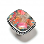 Spiny Oyster Gemstone Handmade 925 Sterling Silver Jewelry Ring Size 8 v9q60
