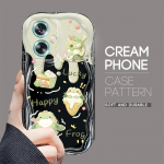 Armas koomiksimustriga kreemjas tekstuuriga korpus, lainelise servaga pehme silikoonkaanega telefoni&uuml;mbris OPPO Reno Realme jaoks OPPO A38 valge