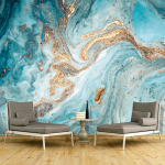 Moodne lihtne 3D seinamaaling Sinine marmorist seinatapeet Abstraktne kuldne marmortapeet elutoa seinapaberid Kodukaunistus 200 cm(W) x 140 cm(H)