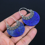 Lapis Lazuli Gemstone K&otilde;rvar&otilde;ngad Tahke 925 Sterling H&otilde;be K&auml;sit&ouml;&ouml;na Valmistatud K&otilde;rvar&otilde;ngad Ehted Kingitus Naistele Ja T&uuml;drukutele LG-577