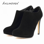 Loslandifen Faux Velvet Platvorm k&otilde;rged kontsad Naistele S&uuml;gistalvised vabaaja poolsaapad 37