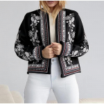 Retromood Ameerika n&ouml;&ouml;biga puuvillane mantel naiste s&uuml;gistalvine tr&uuml;kitud lapiv&auml;rk &scaron;ikk elegantne riietus uus vintage pikkade varrukatega vabaaja jope S must