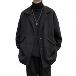 Meeste villane mantel rev, pikkade varrukatega, &uuml;herealine tuulejakk, &uuml;hev&auml;rviline, vaba sobivusega keskmise pikkusega mantel, taskutega pidulik riietus M aprikoosi