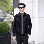 K&otilde;rgekvaliteediline tr&uuml;kitud nahktagi Meeste jakk Kevadine ja S&uuml;gisene uus rev&auml;&auml;r Mood Korea versioon Trendikas suures suuruses meeste nahktagi L must