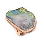 Natural Crystal Titanium Gemstone Handmade Copper Jewelry Ring Size 6.5 s3r35