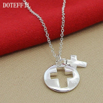 925 Sterling h&otilde;bedane &uuml;mmargune risti ripats kaelakee 18 tolli kett naistele pulmapidu Ehted