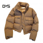 Talvine naiste polsterdatud mantel, paksendatud n&ouml;&ouml;pidega suletav p&uuml;stkrae, pikkade varrukatega &uuml;hev&auml;rviline tuulekindel kuumust hoidev sulejope S khaki