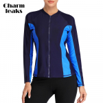 Charmleaksi naiste pikkade varrukatega t&otilde;mblukuga Rashguardi ujumistrikoo surfamine, Rash Guard t&otilde;mblukk UPF50+ ujumisriided