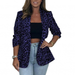 Naiste &uuml;likond, mantel rev&auml;&auml;riga, pikkade varrukatega, &uuml;he n&ouml;&ouml;biga &uuml;likonnajope, v&auml;rviblokeeritud leopardimustriga M sinine