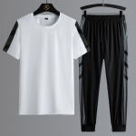 Meeste suvised komplektid T&auml;navar&otilde;ivad dressid, Meeste vabaaja T-s&auml;rk + p&uuml;ksid, kaheosaline komplekt Moodne Pullover Outfit XXXXXL valge