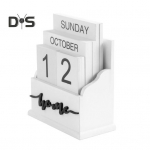 Puidust lauakalendri plokk P&uuml;sikalender Kodukontori lauakujundus Miniplokiga kalender kingitus peres&otilde;pradele lastele valge