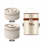 L&otilde;unakarbi kaasaskantav isoleeritud l&otilde;unas&ouml;&ouml;gikonteinerite komplekt Virnastatav Bento roostevabast terasest termos l&otilde;unas&ouml;&ouml;gikonteiner L&otilde;unakarbi Bento &uuml;mbris Thermos Bag+2PCS