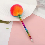 Pompom pastapliiats Kawaii kirjutuspliiats kohev pastapliiats pliiats vikerkaarev&auml;rviline pastapliiats kontorikooli aksessuaaride jaoks Random