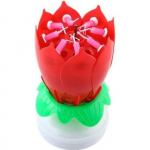 SHOP-STORY &ndash; Bougie d'Anniversaire Magique Fleur Musicale Tournante pour D&eacute;coration de G&acirc;teau &ndash; Rouge