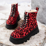 Lucyever Punk Leoparditr&uuml;kiga Taktikalised Saapad Naistele Moodsad Paksud Karvased Pahkluusaapad Naisele Paelad Platvormsaapad Mujer 35
