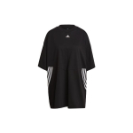 Adidas &Uuml;leliigne T-s&auml;rk Treeningtriipudega Prindiga K&uuml;ljel&otilde;hikud &Uuml;mar Kaelus L&uuml;hike Varrukas Langenud &Otilde;lg T-s&auml;rk Naiste Topid Must H47488 S