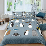 Pinguin tekikate komplekt Multikastiilne voodipesu komplekt, T&uuml;drukud T&auml;iskasvanud &Uuml;hekohaline Twin Queen Suurus, Tekikate padjap&uuml;&uuml;r Voodipesu 155X220cm