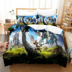 Horizon Zero Dawn Voodipesukomplekt &Uuml;hekohaline Kahekohaline T&auml;issuuruses Kuninganna Kuningas Suurus Voodikomplekt T&auml;iskasvanu Laps Magamistuba Tekikotikomplektid 3D Anime voodilina komplekt US Twin 173x218cm