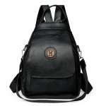 Pehme Nahast Seljakott Naiste Igap&auml;evane Seljakott Klapiga Multifunktsionaalne &Otilde;lakott must