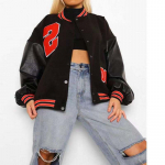 Naiste Riided Mood Vabaaja Lapiline Nuppudega L&uuml;hike Bomber Varsity Jakk Jope Naiste Talvine Pesapalli Jakk XL