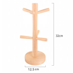 6 konksuga kruusihoidja puu, puidust tassiriiuli lauaplaat, teekohvi konksud