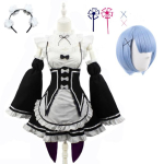 Anime Ram Rem Lolita Neiu Cosplay Kost&uuml;&uuml;mid Vestido Re:zero Kara Hajimeru Isekai Seikatsu Halloweeni kost&uuml;&uuml;mid naistele Loli kleit M gray