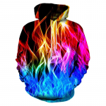 V&auml;rviline Flame Hoodie 3D dressipluus Meeste/naiste kapuutsiga moodne hip-hop mantel Meeste r&otilde;ivad moodsad &uuml;lisuured pulloverid kapuutsiga top M