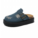 2024 Kevad Naiste Kinnise Varbaga Sussid Suede Nahast Klotsid Sandaalid Naistele Retro Mood Aia Muul Klotsid Slaidid 37 sinine