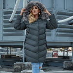 Astrid Talvejope Naiste Parka pluss suurus 6xl Karusnaha pikk kapuuts Soe lukuga puuvillane mantel kontorinaise &uuml;leriided 5XL roheline/sinine