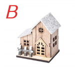 Christmas House Rural Wooden House Christmas Tree Pendant Mini Villa LED Light Wooden House Luminous Decoration Small House